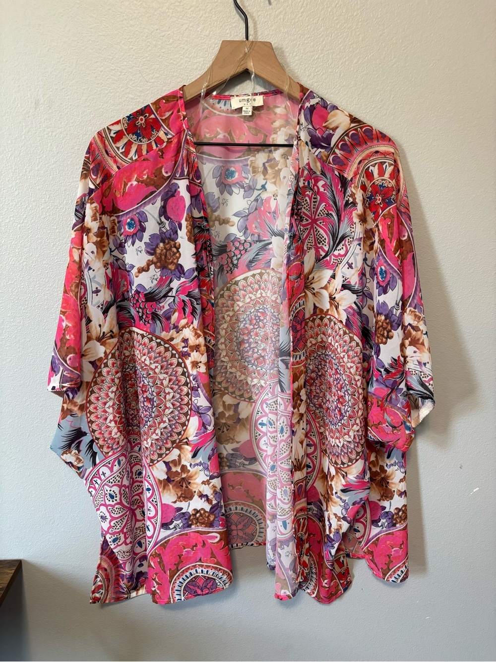 ✨Umgee Pink Floral Boho Kimono Cardigan